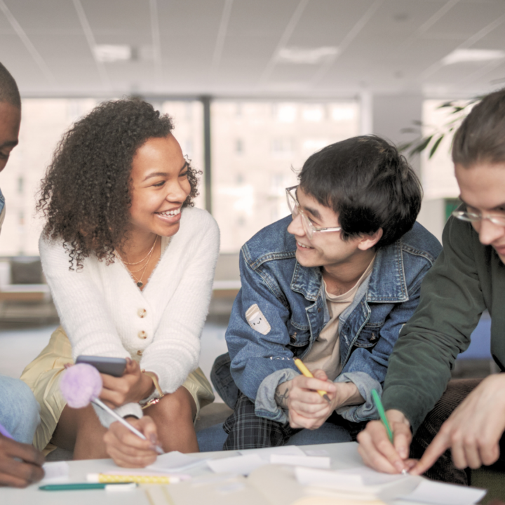 Un groupe d'étudiants révise.
