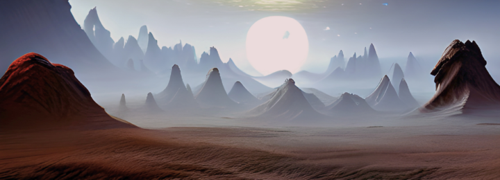 Paysage rocheux d'une autre planète.