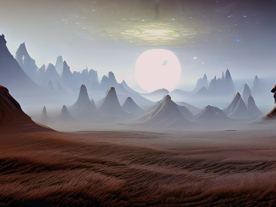 Paysage rocheux d'une autre planète.