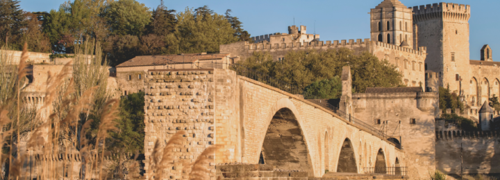 Vue des remparts et du pont d'Avignon.